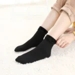Black Color Winter Thick Warm Fleece Lined Thermal Stretchy Elastic Velvet Socks for Girls/Ladies/Women - Image 2