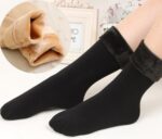 Black Color Winter Thick Warm Fleece Lined Thermal Stretchy Elastic Velvet Socks for Girls/Ladies/Women - Image 3