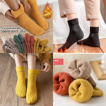 1 Pair Mustard Color New Fashion Winter Warm Warm Coral Thermal Fleece Fluffy Socks Premium Quality - Image 3