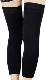 BLACK color Unisex Warm Woolen Inside Fleece Knee Warmer - Image 4