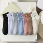 1-5 Pair Women Men Casual Letter & Solid Color Short Socks